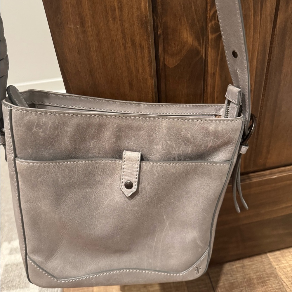 Frye medium gray Leather Crossbody Bag